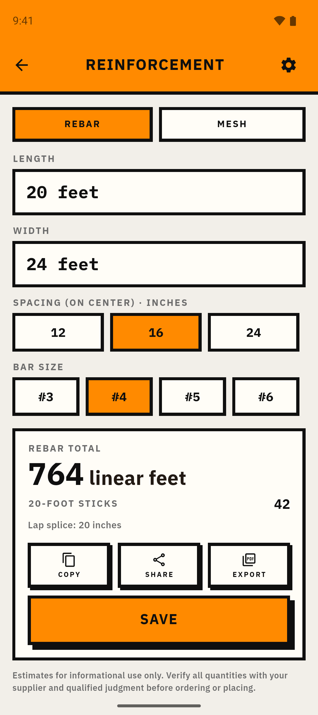 Plumb Concrete Pro reinforcement calculator