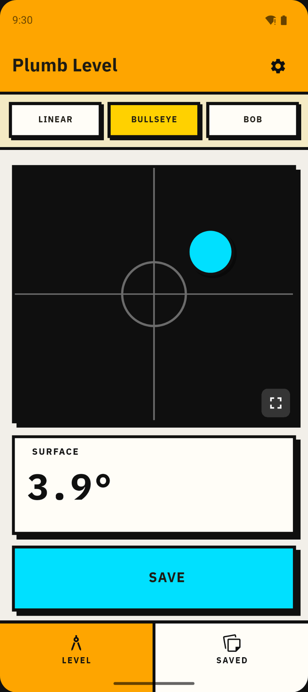 Plumb Level bullseye surface view