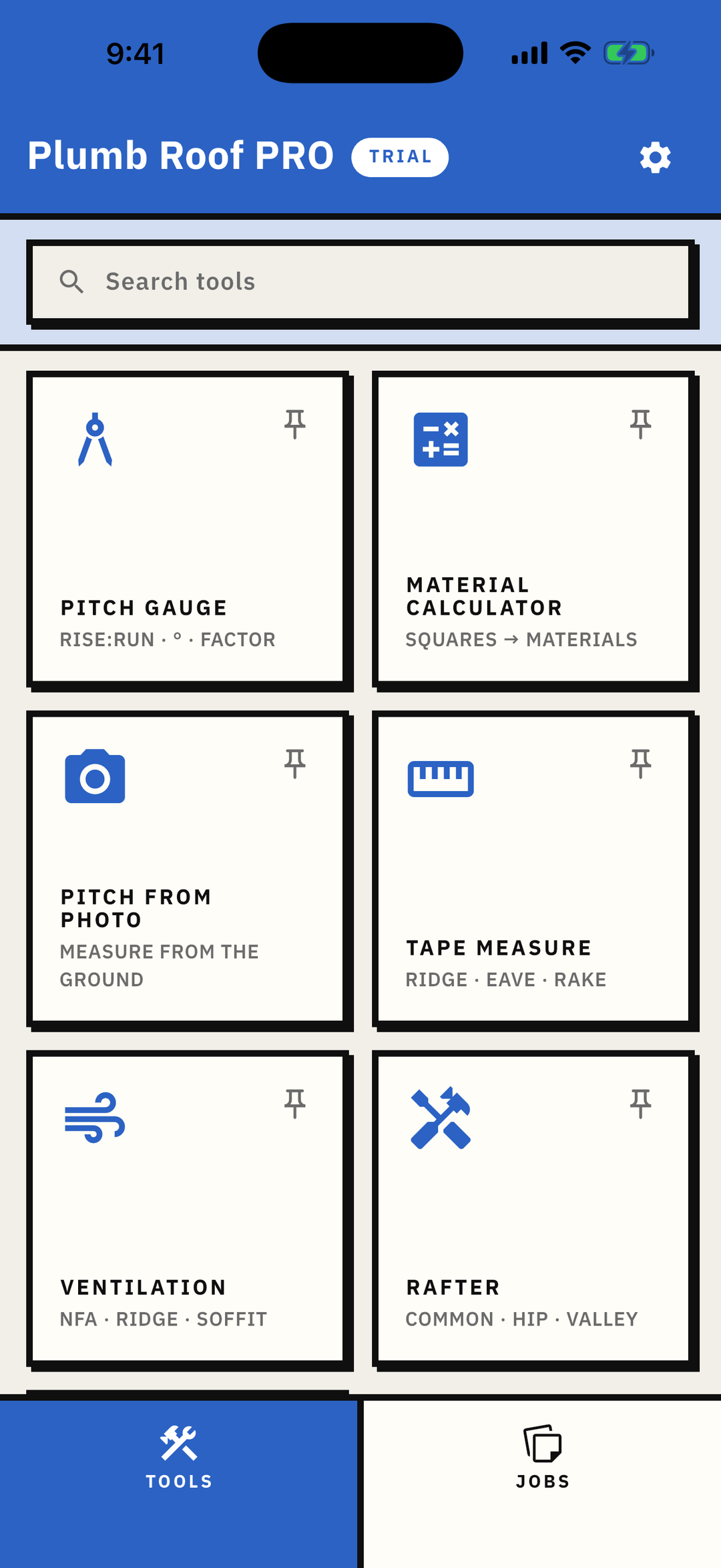 Plumb Roof Pro tools grid