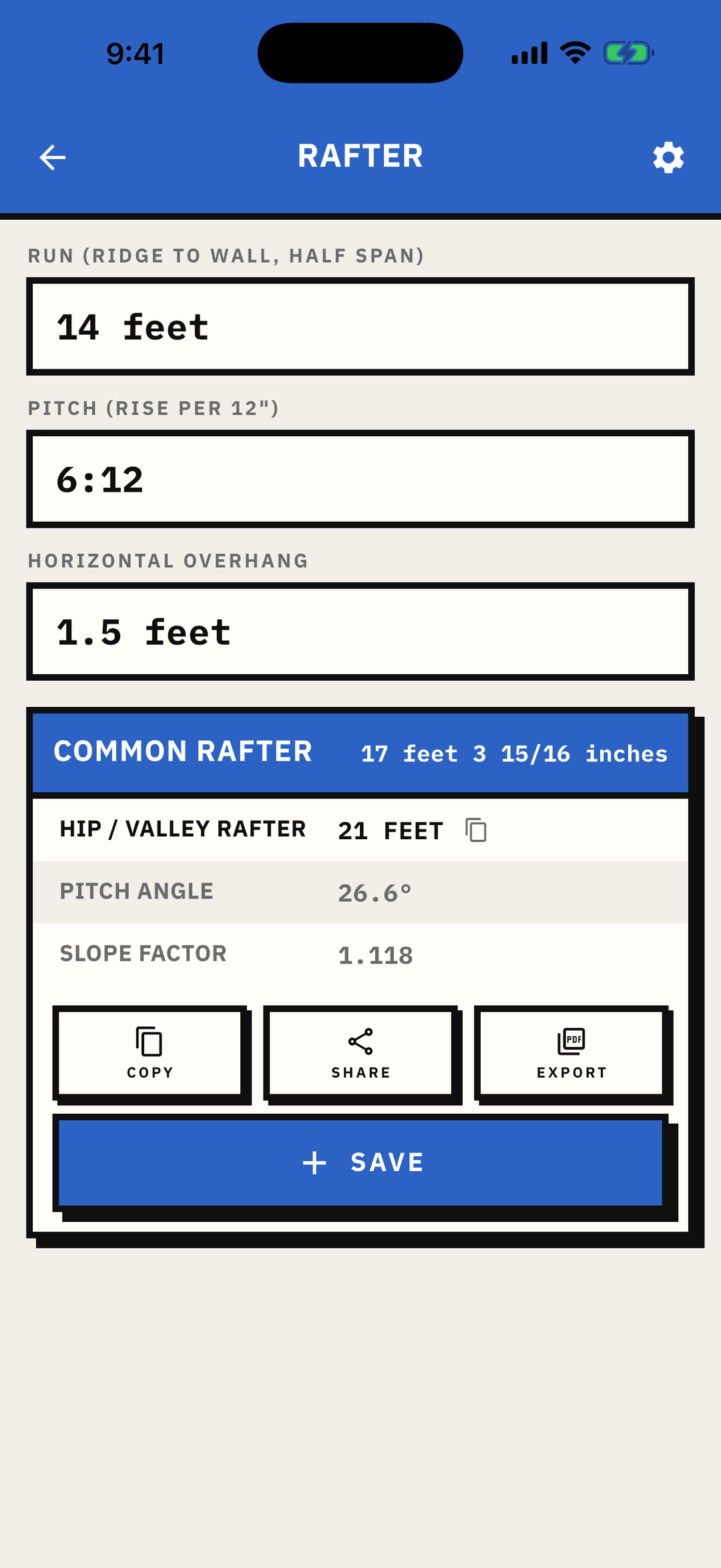 Plumb Roof Pro rafter calculator